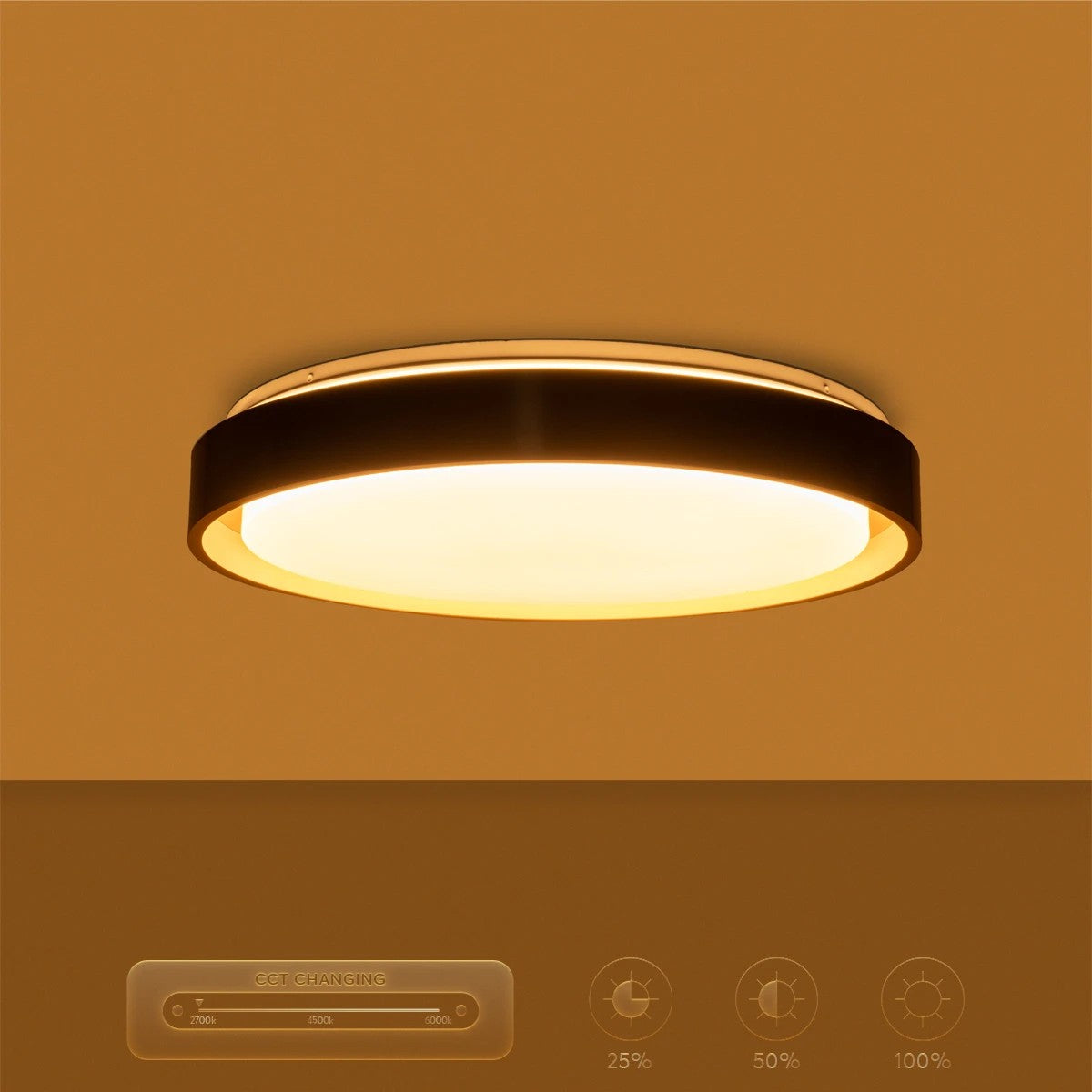 BARCHETTA KLV-101-0266-V2 Φωτιστικό Οροφής LED 72W 7200lm 120° AC 220-240V IP20 Ρυθμιζόμενο Λευκό CCT με Χειριστήριο από 2700K έως 6000K Dimmable - Lumileds SMD Chip - Μαύρο & Σαμπανιζέ Χρυσό Ματ - Μ48 x Π48 x Υ8.2