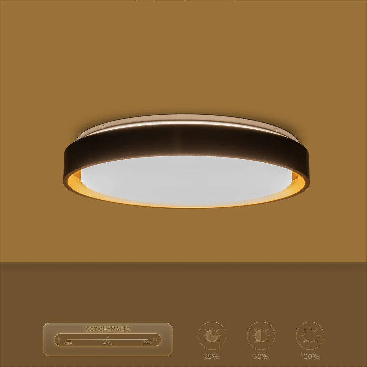 BARCHETTA KLV-101-0266-V2 Φωτιστικό Οροφής LED 72W 7200lm 120° AC 220-240V IP20 Ρυθμιζόμενο Λευκό CCT με Χειριστήριο από 2700K έως 6000K Dimmable - Lumileds SMD Chip - Μαύρο & Σαμπανιζέ Χρυσό Ματ - Μ48 x Π48 x Υ8.2