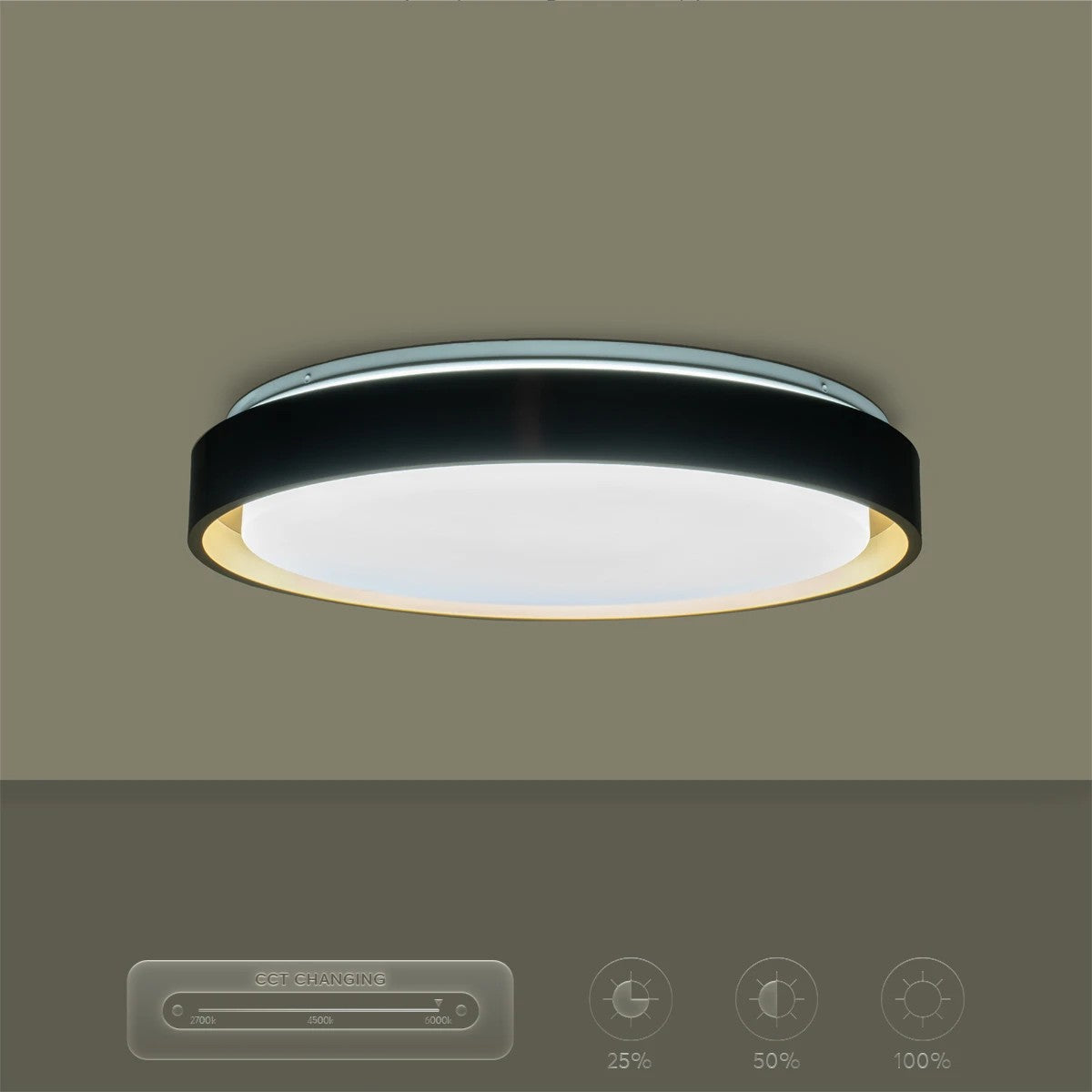 BARCHETTA KLV-101-0266-V2 Φωτιστικό Οροφής LED 72W 7200lm 120° AC 220-240V IP20 Ρυθμιζόμενο Λευκό CCT με Χειριστήριο από 2700K έως 6000K Dimmable - Lumileds SMD Chip - Μαύρο & Σαμπανιζέ Χρυσό Ματ - Μ48 x Π48 x Υ8.2