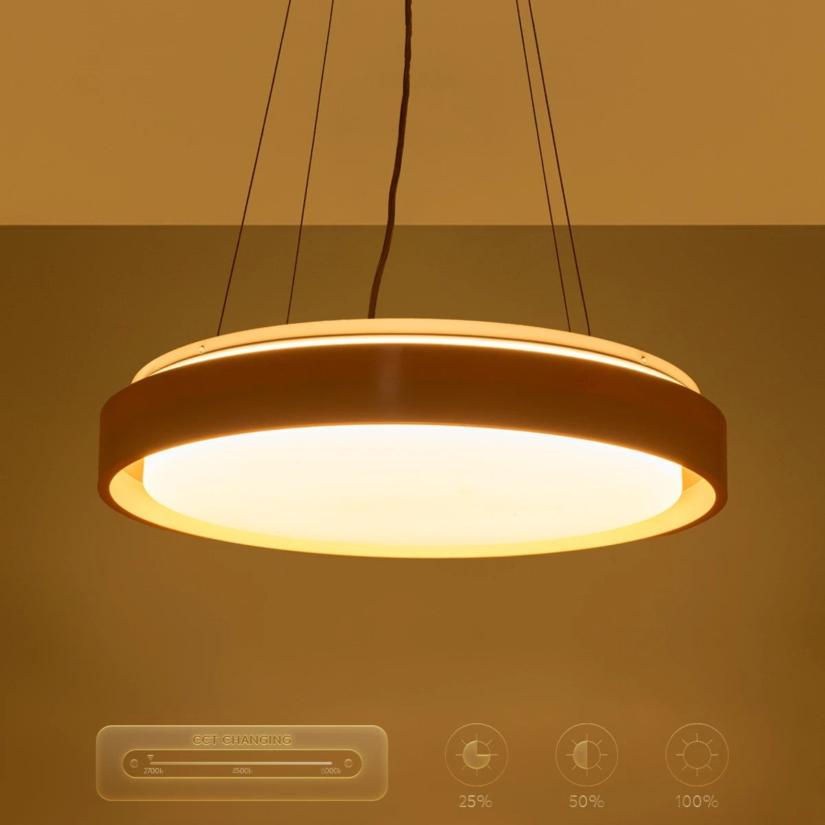 BARCHETTA KLV-101-0267 Κρεμαστό Φωτιστικό Οροφής LED 72W 7200lm 120° AC 220-240V IP20 Ρυθμιζόμενο Λευκό CCT με Χειριστήριο από 2700K έως 6000K Dimmable - Lumileds SMD Chip - Λευκό & Σαμπανιζέ Χρυσό Ματ - Μ48 x Π48 x Υ8.2