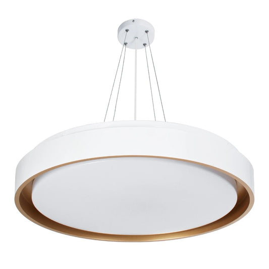 BARCHETTA KLV-101-0267 Κρεμαστό Φωτιστικό Οροφής LED 72W 7200lm 120° AC 220-240V IP20 Ρυθμιζόμενο Λευκό CCT με Χειριστήριο από 2700K έως 6000K Dimmable - Lumileds SMD Chip - Λευκό & Σαμπανιζέ Χρυσό Ματ - Μ48 x Π48 x Υ8.2