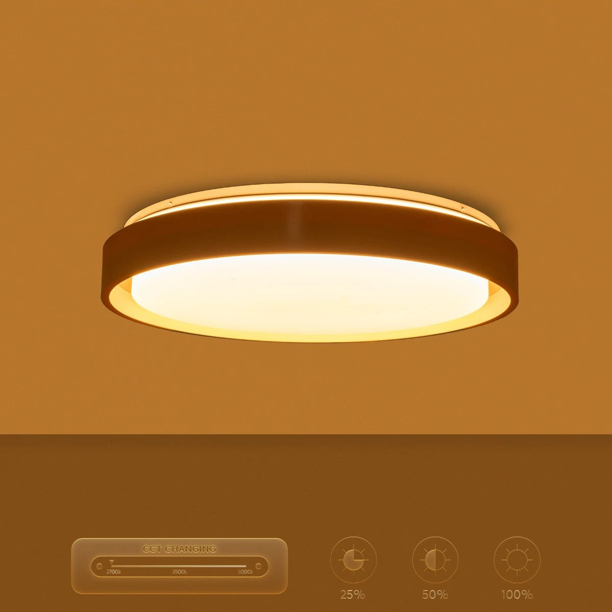 BARCHETTA KLV-101-0267-V2 Φωτιστικό Οροφής LED 72W 7200lm 120° AC 220-240V IP20 Ρυθμιζόμενο Λευκό CCT με Χειριστήριο από 2700K έως 6000K Dimmable - Lumileds SMD Chip - Λευκό & Σαμπανιζέ Χρυσό Ματ - Μ48 x Π48 x Υ8.2