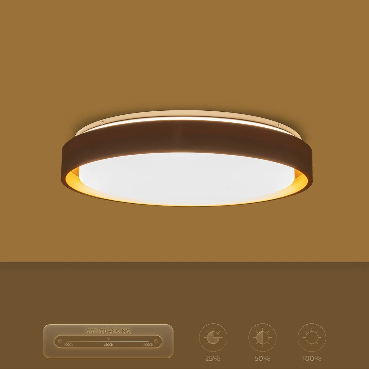 BARCHETTA KLV-101-0267-V2 Φωτιστικό Οροφής LED 72W 7200lm 120° AC 220-240V IP20 Ρυθμιζόμενο Λευκό CCT με Χειριστήριο από 2700K έως 6000K Dimmable - Lumileds SMD Chip - Λευκό & Σαμπανιζέ Χρυσό Ματ - Μ48 x Π48 x Υ8.2