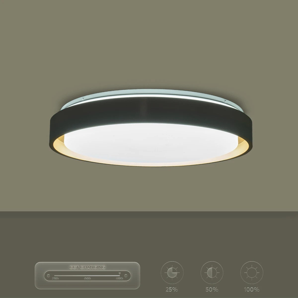 BARCHETTA KLV-101-0267-V2 Φωτιστικό Οροφής LED 72W 7200lm 120° AC 220-240V IP20 Ρυθμιζόμενο Λευκό CCT με Χειριστήριο από 2700K έως 6000K Dimmable - Lumileds SMD Chip - Λευκό & Σαμπανιζέ Χρυσό Ματ - Μ48 x Π48 x Υ8.2