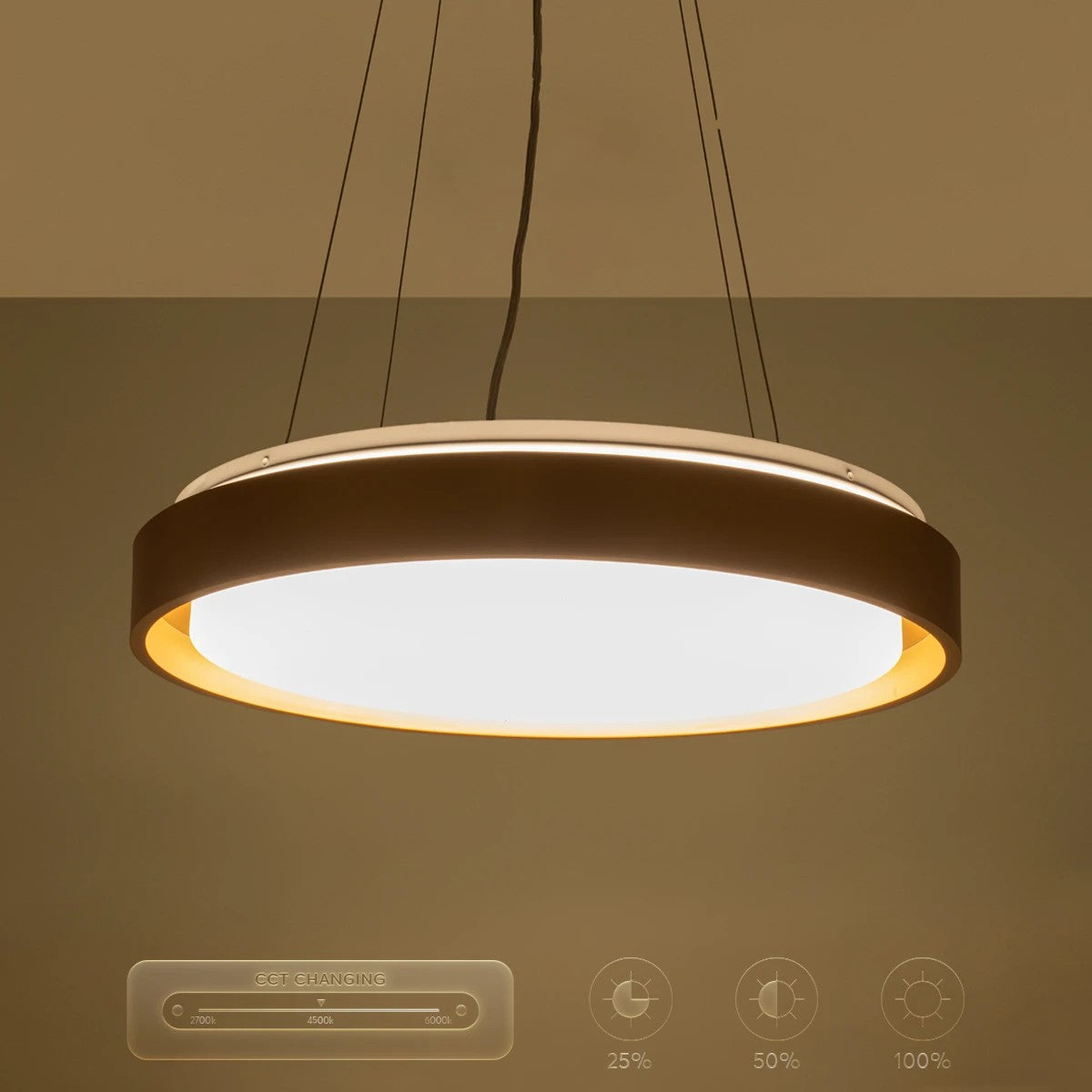 BARCHETTA KLV-101-0268 Κρεμαστό Φωτιστικό Οροφής LED 72W 7200lm 120° AC 220-240V IP20 Ρυθμιζόμενο Λευκό CCT με Χειριστήριο από 2700K έως 6000K Dimmable - Lumileds SMD Chip - Σαμπανιζέ Χρυσό Ματ - Μ48 x Π48 x Υ8.2