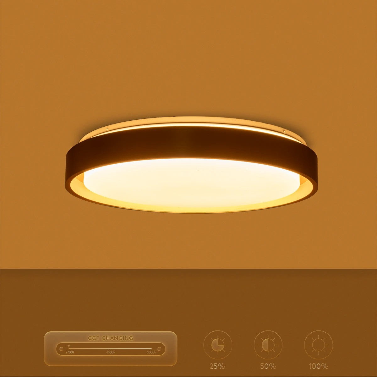 BARCHETTA KLV-101-0268-V2 Φωτιστικό Οροφής LED 72W 7200lm 120° AC 220-240V IP20 Ρυθμιζόμενο Λευκό CCT με Χειριστήριο από 2700K έως 6000K Dimmable - Lumileds SMD Chip - Σαμπανιζέ Χρυσό Ματ - Μ48 x Π48 x Υ8.2