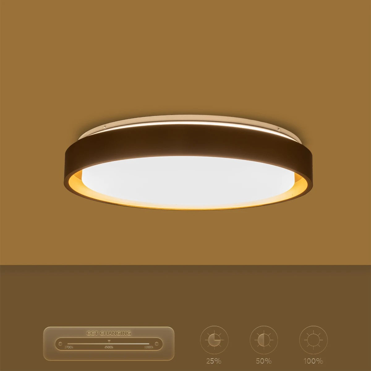 BARCHETTA KLV-101-0268-V2 Φωτιστικό Οροφής LED 72W 7200lm 120° AC 220-240V IP20 Ρυθμιζόμενο Λευκό CCT με Χειριστήριο από 2700K έως 6000K Dimmable - Lumileds SMD Chip - Σαμπανιζέ Χρυσό Ματ - Μ48 x Π48 x Υ8.2
