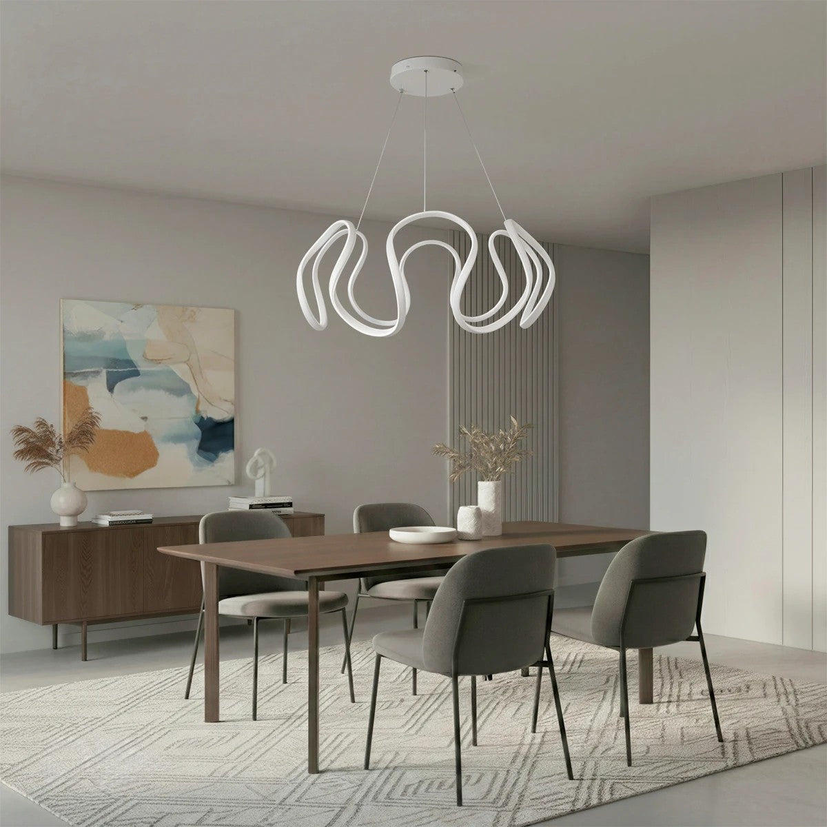 TARANTULA KLV-101-0270 LED Ceiling Pendant Lamp 120W 12000lm 360° AC 220-240V IP20 Adjustable White CCT with Remote Control from 2700K to 6000K Dimmable - Lumileds SMD Chip - Matte White - L78 x W78 x H31.5