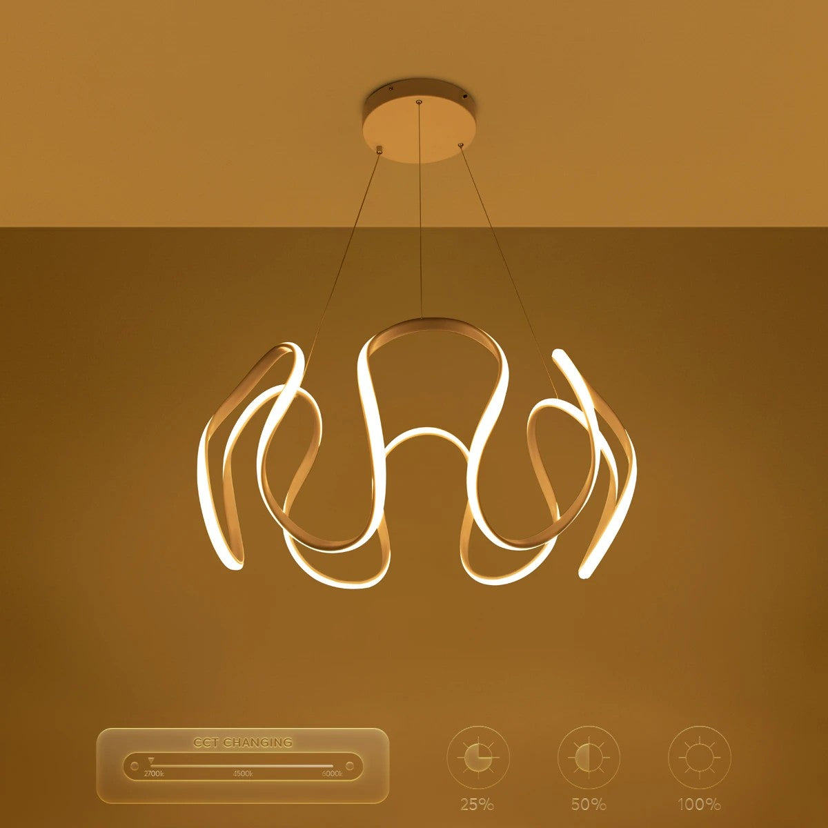 TARANTULA KLV-101-0270 LED Ceiling Pendant Lamp 120W 12000lm 360° AC 220-240V IP20 Adjustable White CCT with Remote Control from 2700K to 6000K Dimmable - Lumileds SMD Chip - Matte White - L78 x W78 x H31.5