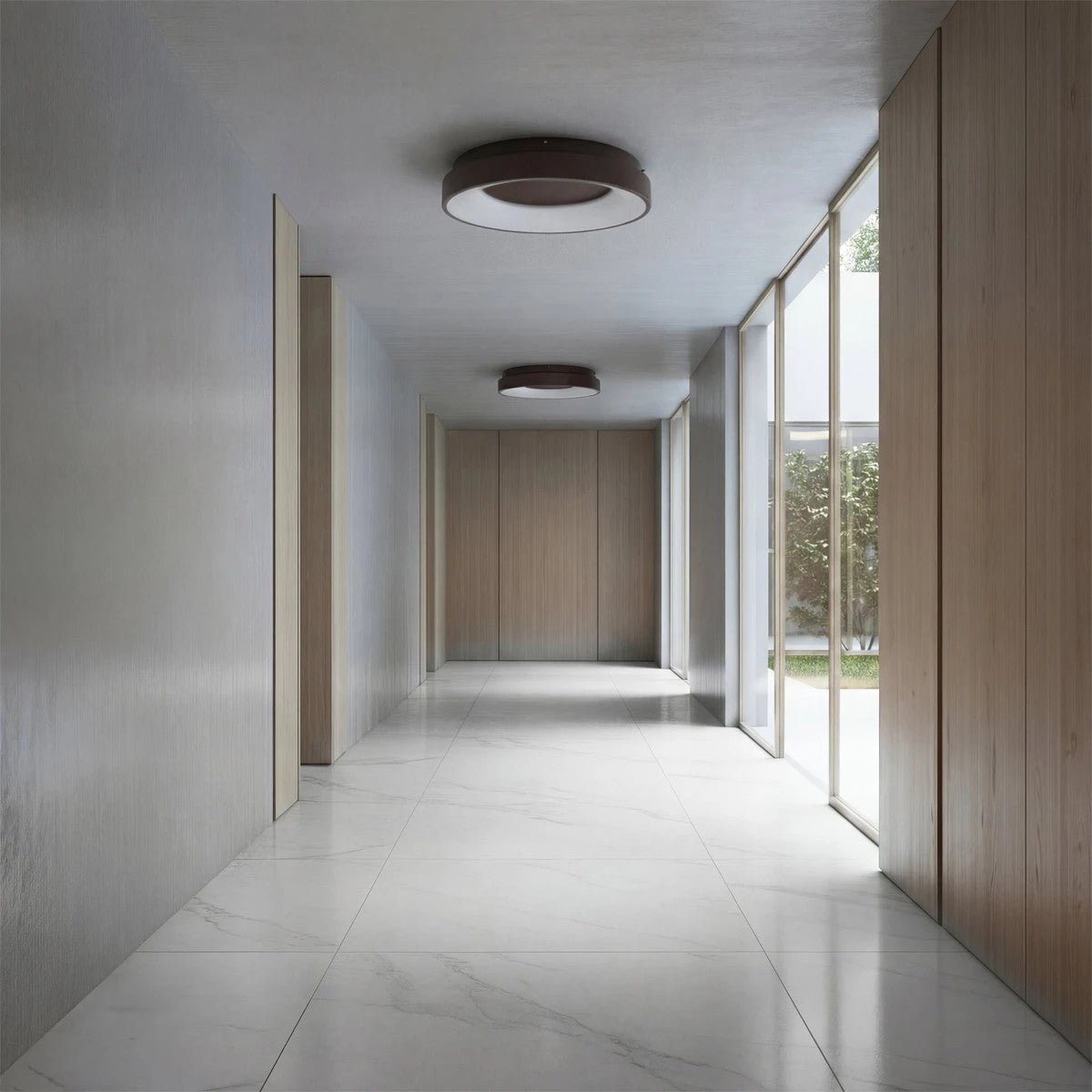 SALEM KLV-101-0280 Φωτιστικό Οροφής LED 75W 7500lm 120° AC 220-240V IP20 Ρυθμιζόμενο Λευκό CCT με Χειριστήριο από 2700K έως 6000K Dimmable - Lumileds SMD Chip - Καφέ Ματ - Μ45 x Π45 x Υ9.5