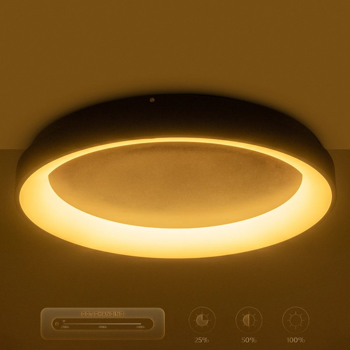 SALEM KLV-101-0280 Φωτιστικό Οροφής LED 75W 7500lm 120° AC 220-240V IP20 Ρυθμιζόμενο Λευκό CCT με Χειριστήριο από 2700K έως 6000K Dimmable - Lumileds SMD Chip - Καφέ Ματ - Μ45 x Π45 x Υ9.5