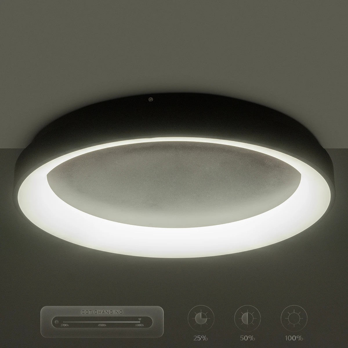 SALEM KLV-101-0280 Φωτιστικό Οροφής LED 75W 7500lm 120° AC 220-240V IP20 Ρυθμιζόμενο Λευκό CCT με Χειριστήριο από 2700K έως 6000K Dimmable - Lumileds SMD Chip - Καφέ Ματ - Μ45 x Π45 x Υ9.5