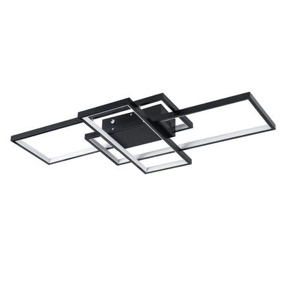 QUADRA KLV-101-0293 Φωτιστικό Οροφής LED 100W 10000lm 120° AC 220-240V IP20 Ρυθμιζόμενο Λευκό CCT με Χειριστήριο από 2700K έως 6000K Dimmable - Lumileds SMD Chip - Μαύρο Ματ - Μ85 x Π45 x Υ9