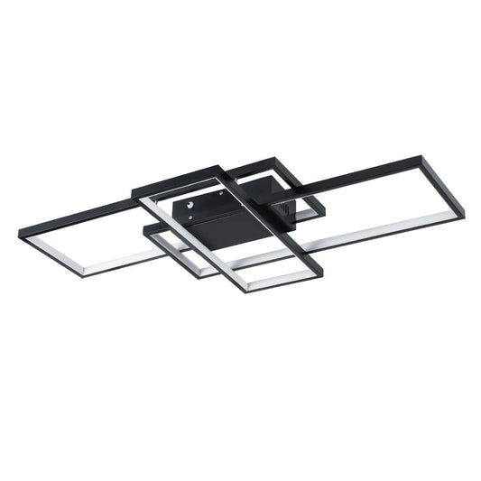 QUADRA KLV-101-0293 Φωτιστικό Οροφής LED 100W 10000lm 120° AC 220-240V IP20 Ρυθμιζόμενο Λευκό CCT με Χειριστήριο από 2700K έως 6000K Dimmable - Lumileds SMD Chip - Μαύρο Ματ - Μ85 x Π45 x Υ9