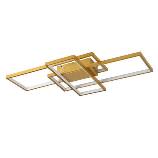 QUADRA KLV-101-0295 Φωτιστικό Οροφής LED 100W 10000lm 120° AC 220-240V IP20 Ρυθμιζόμενο Λευκό CCT με Χειριστήριο από 2700K έως 6000K Dimmable - Lumileds SMD Chip - Σαμπανιζέ Χρυσό Ματ - Μ85 x Π45 x Υ9