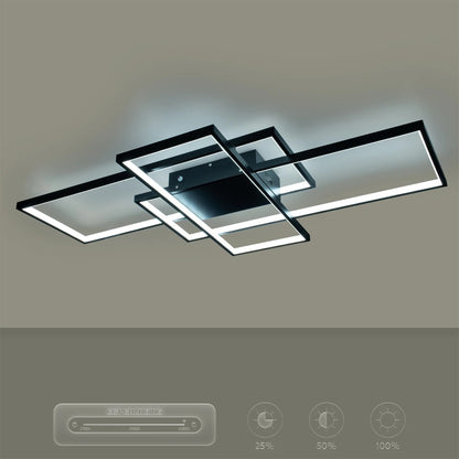 QUADRA KLV-101-0296 Φωτιστικό Οροφής LED 120W 12000lm 120° AC 220-240V IP20 Ρυθμιζόμενο Λευκό CCT με Χειριστήριο από 2700K έως 6000K Dimmable - Lumileds SMD Chip - Μαύρο Ματ - Μ105 x Π60 x Υ9