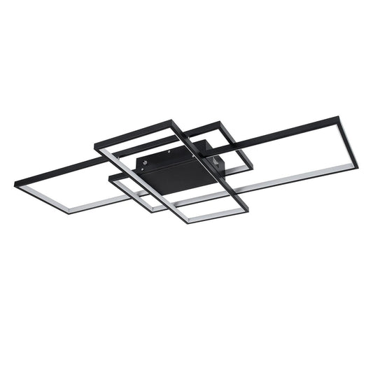 QUADRA KLV-101-0296 Φωτιστικό Οροφής LED 120W 12000lm 120° AC 220-240V IP20 Ρυθμιζόμενο Λευκό CCT με Χειριστήριο από 2700K έως 6000K Dimmable - Lumileds SMD Chip - Μαύρο Ματ - Μ105 x Π60 x Υ9
