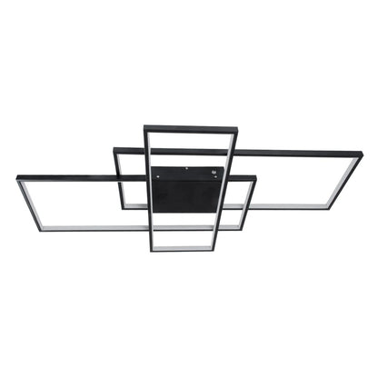 QUADRA KLV-101-0296 Φωτιστικό Οροφής LED 120W 12000lm 120° AC 220-240V IP20 Ρυθμιζόμενο Λευκό CCT με Χειριστήριο από 2700K έως 6000K Dimmable - Lumileds SMD Chip - Μαύρο Ματ - Μ105 x Π60 x Υ9
