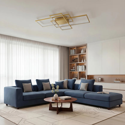 QUADRA KLV-101-0298 LED Ceiling Light 120W 12000lm 120° AC 220-240V IP20 Dimmable White CCT with Remote Control from 2700K to 6000K - Lumileds SMD Chip - Champagne Gold Matte - L105 x W60 x H9