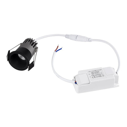 DOT KLV-101-0299 Recessed Downlight LED Spot 5W 625lm 38° AC 220-240V IP20 Warm White 2700K - Bridgelux COB Chip & TÜV SÜD Driver - Matte Black - W4 x L4 x H5.9 / D3.5
