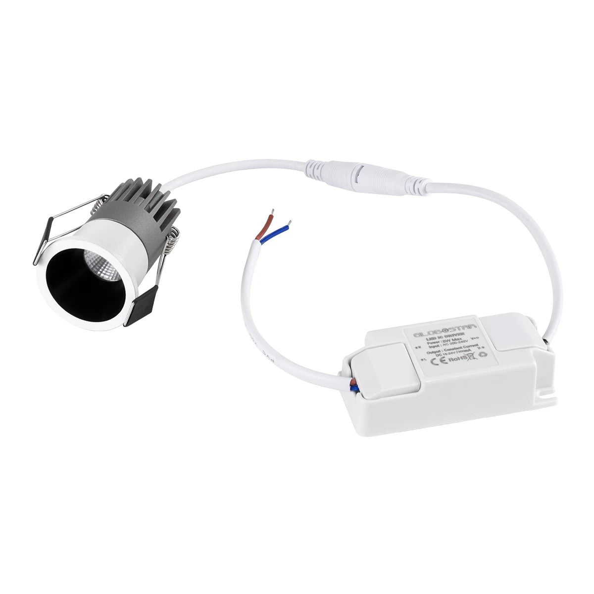 DOT KLV-101-0303 Recessed Downlight LED Spot 5W 650lm 38° AC 220-240V IP20 Natural White 4500K - Bridgelux COB Chip & TÜV SÜD Driver - White & Matte Black - L4 x W4 x H5.9 / D3.5