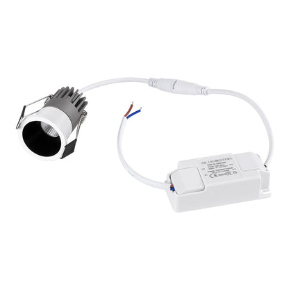 DOT KLV-101-0303 Recessed Downlight LED Spot 5W 650lm 38° AC 220-240V IP20 Natural White 4500K - Bridgelux COB Chip & TÜV SÜD Driver - White & Matte Black - L4 x W4 x H5.9 / D3.5