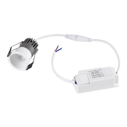 DOT KLV-101-0304 Recessed Downlight LED Spotlight 5W 650lm 38° AC 220-240V IP20 Natural White 4500K - Bridgelux COB Chip & TÜV SÜD Driver - Matte White - L4 x W4 x H5.9 / D3.5