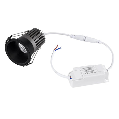 DOT KLV-101-0308 Recessed LED Downlight Spot 7W 910lm 38° AC 220-240V IP20 Natural White 4500K - Bridgelux COB Chip & TÜV SÜD Driver - Matte Black - L6 x W6 x H7.8 / Q5