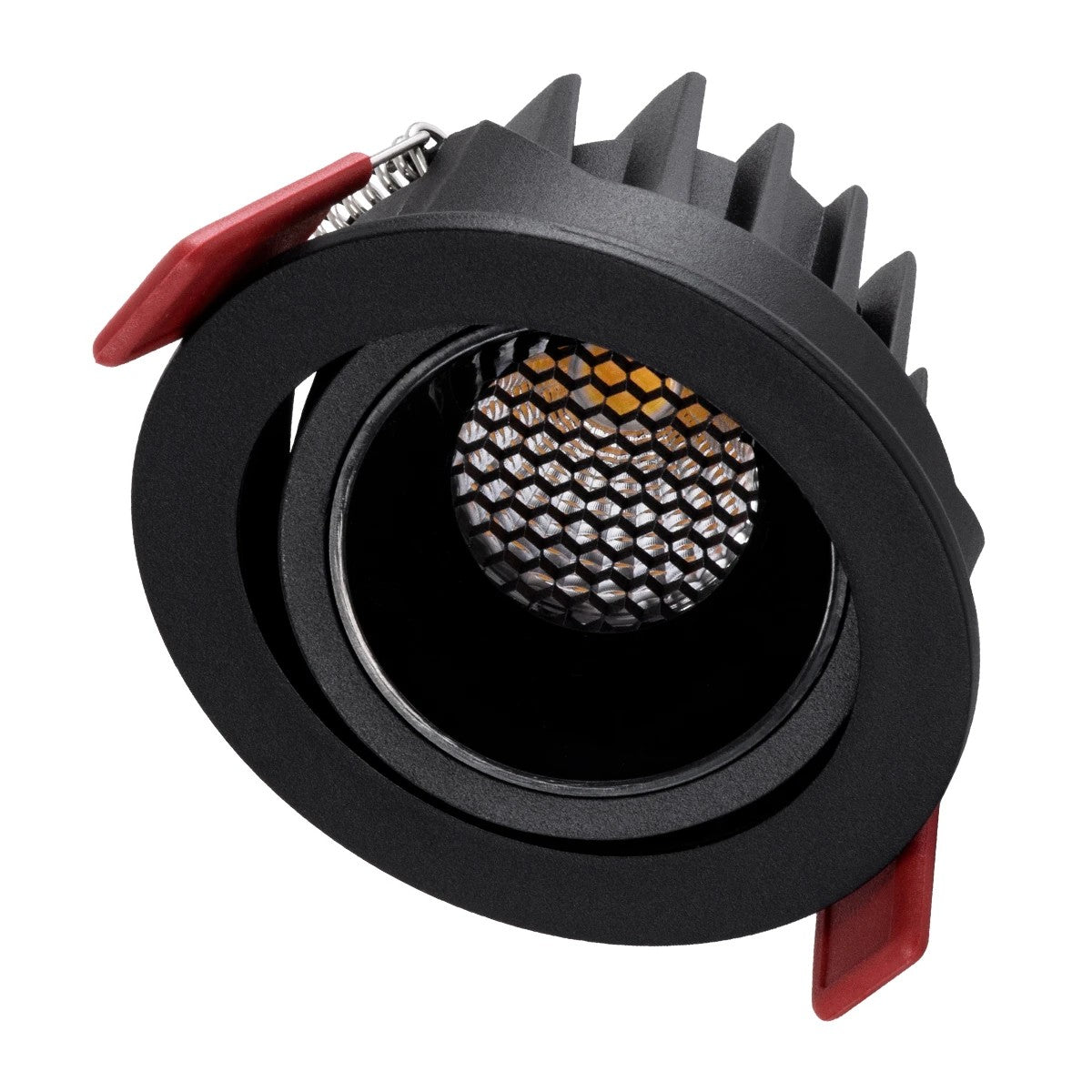 LEO KLV-101-0314 Recessed Movable Downlight Spotlight with Honeycomb Anti-Glare Reflector LED 10W 1300lm 38° AC 220-240V IP20 Natural White 4500K - Bridgelux COB Chip & TÜV SÜD Driver - Matte Black - L8.5 x W8.5 x H6.6 / Q7.5