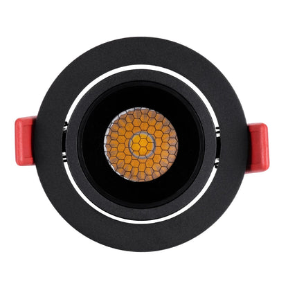 LEO KLV-101-0314 Recessed Movable Downlight Spotlight with Honeycomb Anti-Glare Reflector LED 10W 1300lm 38° AC 220-240V IP20 Natural White 4500K - Bridgelux COB Chip & TÜV SÜD Driver - Matte Black - L8.5 x W8.5 x H6.6 / Q7.5