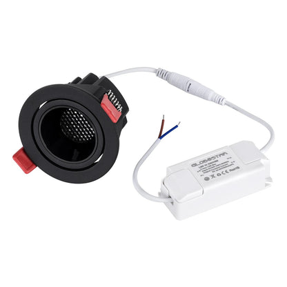 LEO KLV-101-0314 Recessed Movable Downlight Spotlight with Honeycomb Anti-Glare Reflector LED 10W 1300lm 38° AC 220-240V IP20 Natural White 4500K - Bridgelux COB Chip & TÜV SÜD Driver - Matte Black - L8.5 x W8.5 x H6.6 / Q7.5