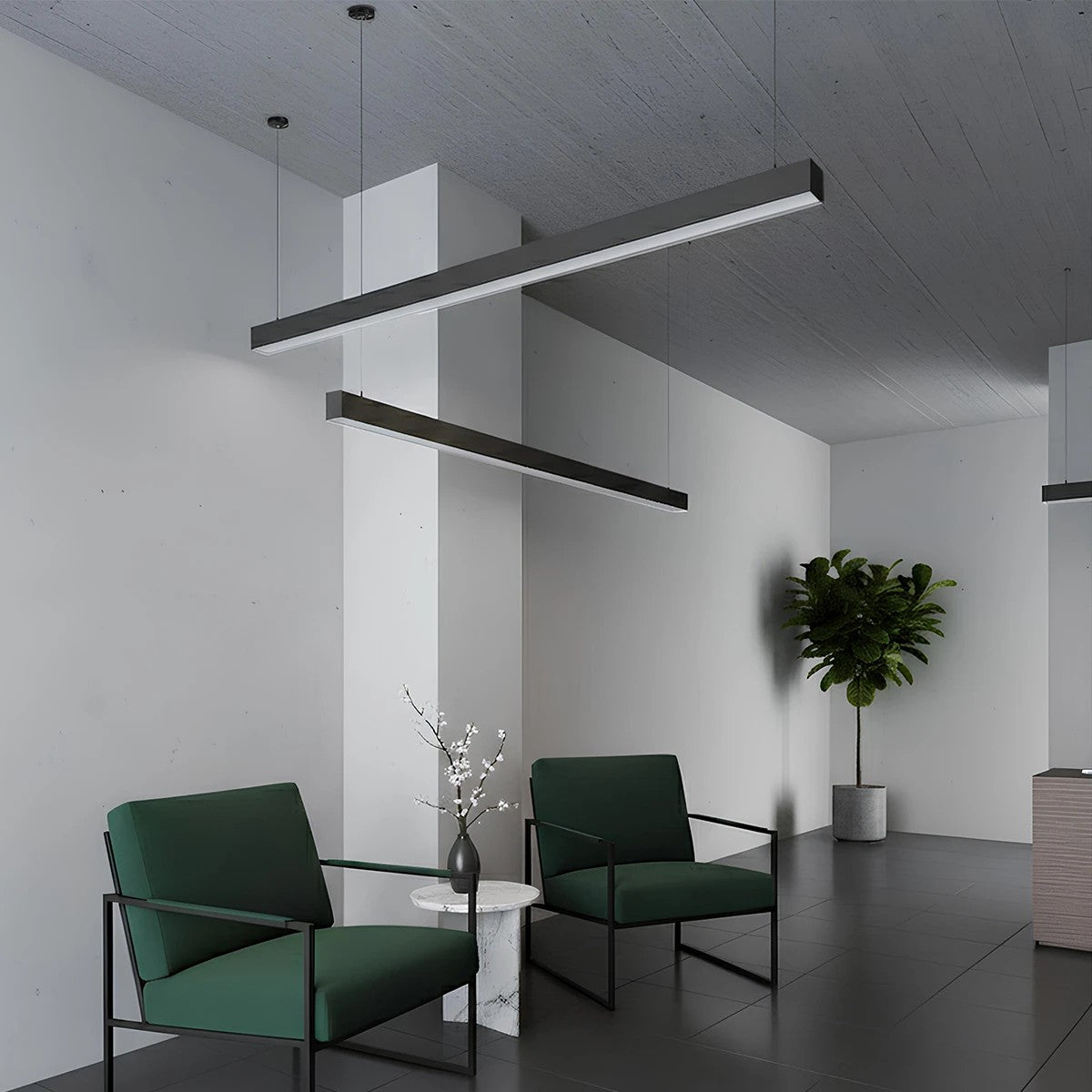ORION KLV-101-0362 Dimmable Pendant Linear LED Ceiling Light 72W 7200lm 120° AC 220-240V IP20 Adjustable CCT White with Remote Control from 2700K to 6000K - Lumileds SMD Chip - Matt Black - L120 x W5.5 x H7