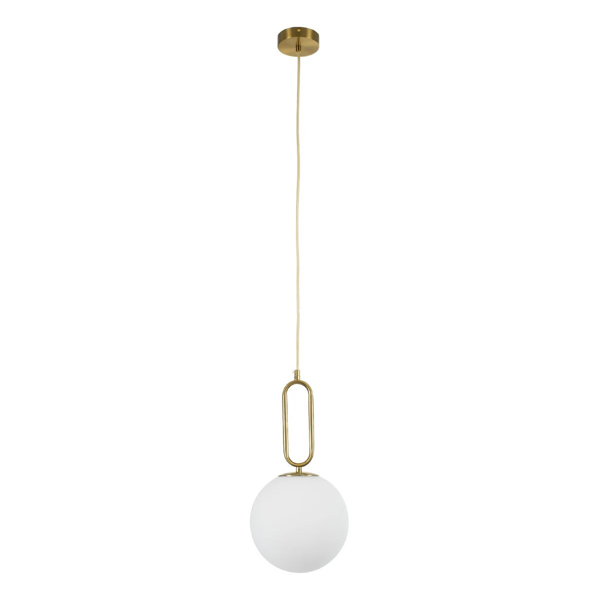 BELLISSIMO KLV-101-0376 Κρεμαστό Φωτιστικό Οροφής για Λάμπα με Ντουί E27 AC 220-240V IP20 - Χρυσό Βούρτσας Πλατίνα & Λευκό - Μ20 x Π20 x Υ42