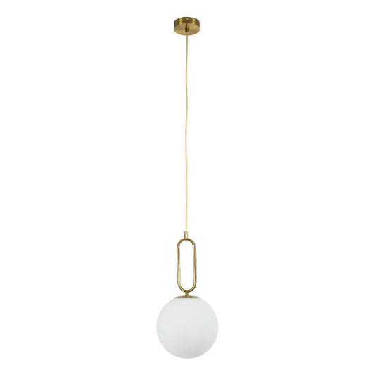 BELLISSIMO KLV-101-0376 Κρεμαστό Φωτιστικό Οροφής για Λάμπα με Ντουί E27 AC 220-240V IP20 - Χρυσό Βούρτσας Πλατίνα & Λευκό - Μ20 x Π20 x Υ42