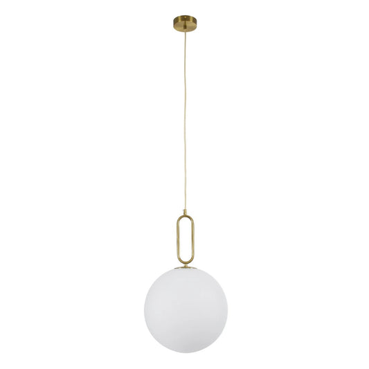 BELLISSIMO KLV-101-0377 Κρεμαστό Φωτιστικό Οροφής για Λάμπα με Ντουί E27 AC 220-240V IP20 - Χρυσό Βούρτσας Πλατίνα & Λευκό - Μ30 x Π30 x Υ52