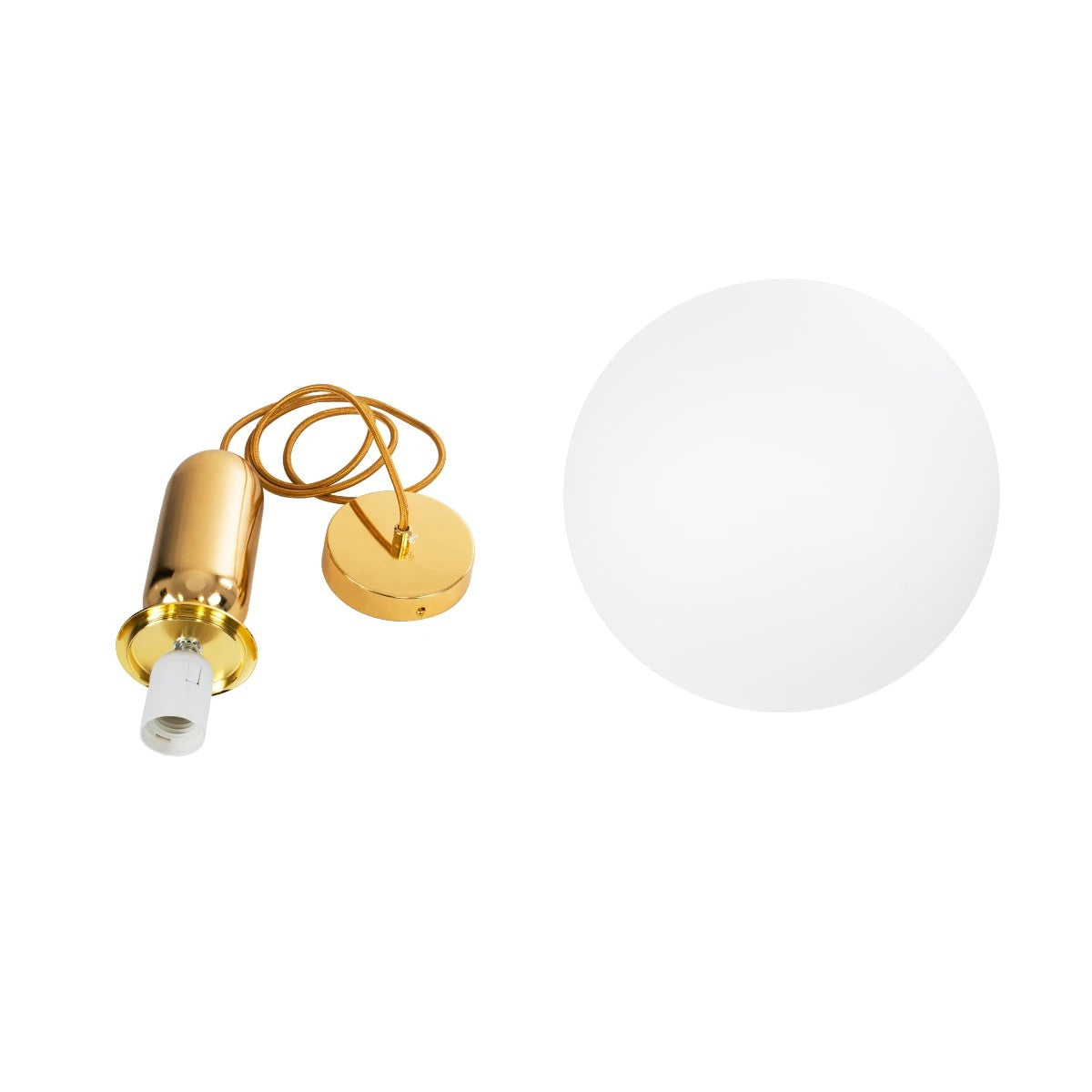 ESTETICO KLV-101-0383 Κρεμαστό Φωτιστικό Οροφής για Λάμπα με Ντουί E27 AC 220-240V IP20 - Χρυσό Βούρτσας Πλατίνα & Λευκό - Μ30 x Π30 x Υ48