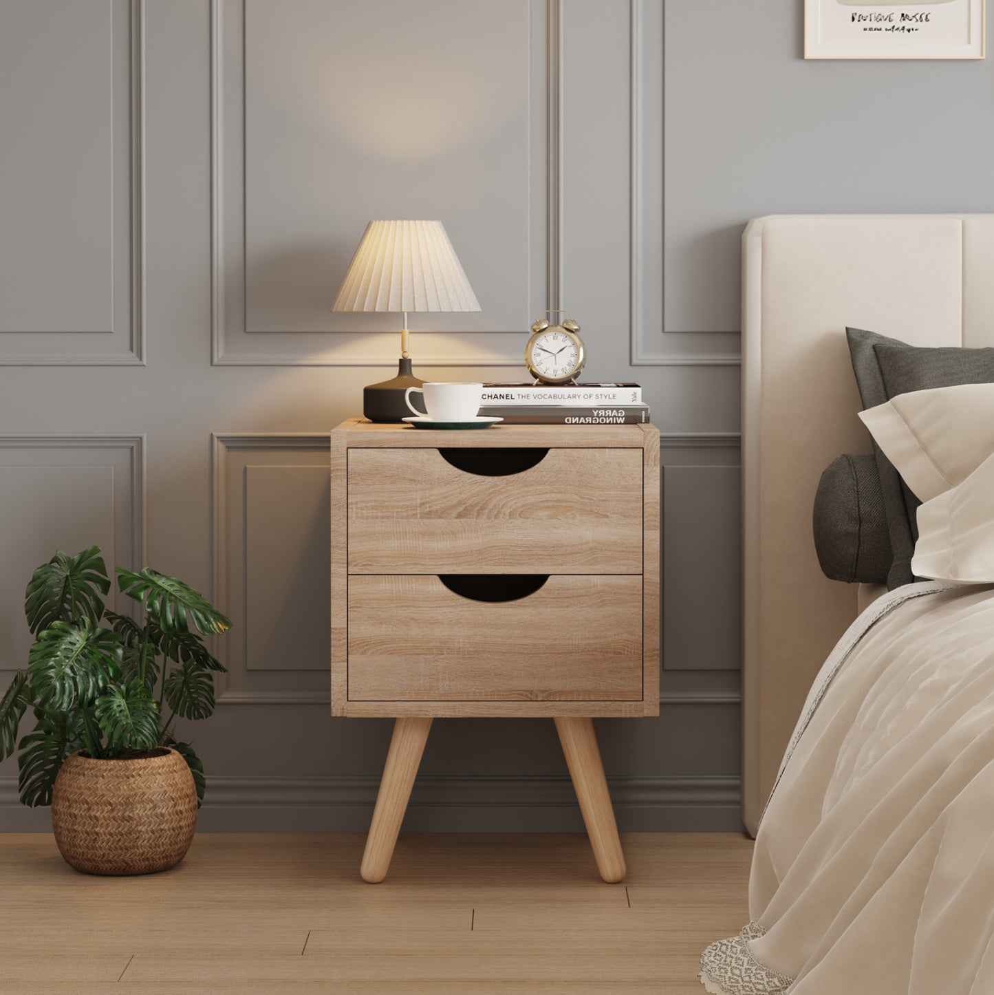 DINKL BEDSIDE TABLE MELAMINE 2 DRAWERS SONOMA 29.7x29.7x45