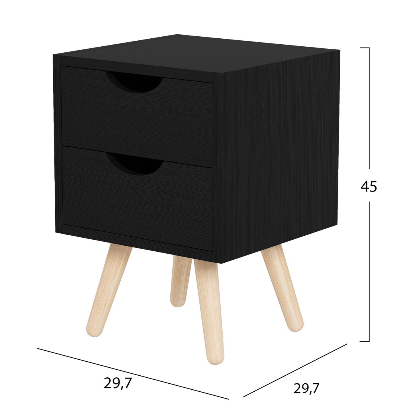 ΚΟΜΟΔΙΝΟ DINKL ΜΕΛΑΜΙΝΗ 2 ΣΥΡΤΑΡΙΑ WENGE 29,5x29,5x45