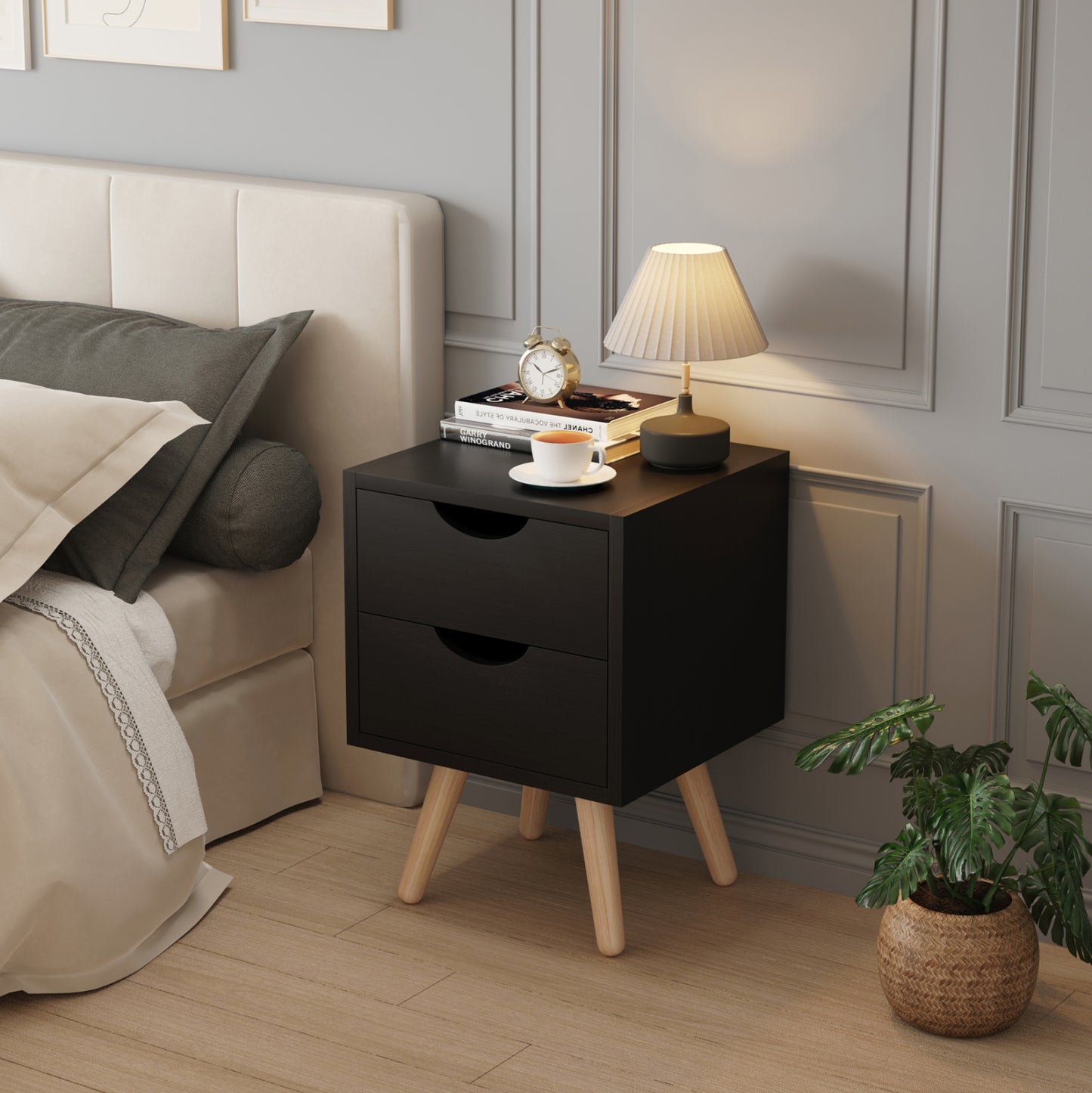 ΚΟΜΟΔΙΝΟ DINKL ΜΕΛΑΜΙΝΗ 2 ΣΥΡΤΑΡΙΑ WENGE 29,5x29,5x45