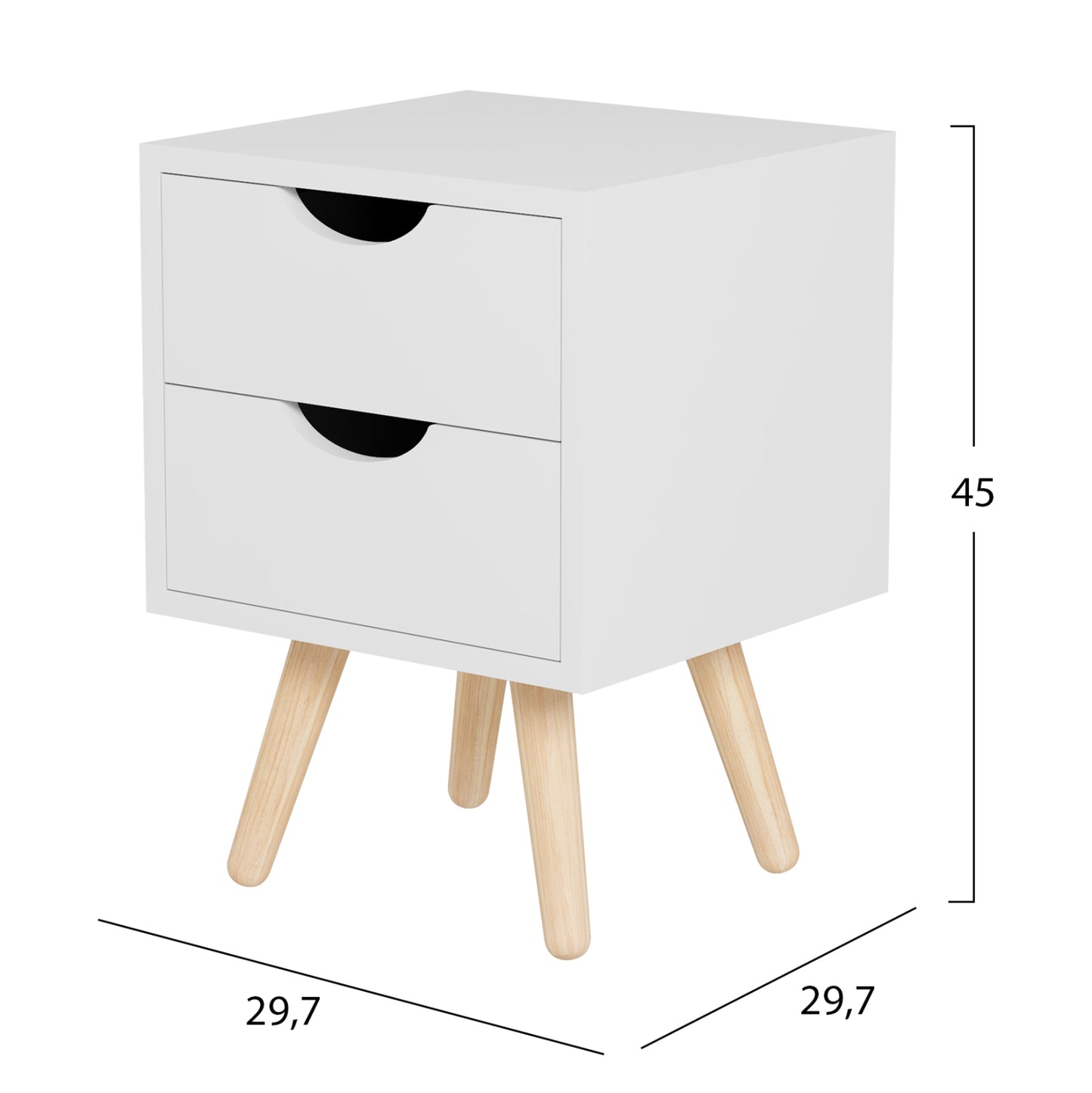 ΚΟΜΟΔΙΝΟ DINKL ΜΕΛΑΜΙΝΗ 2 ΣΥΡΤΑΡΙΑ ΛΕΥΚΟ 29,7x29,7x45