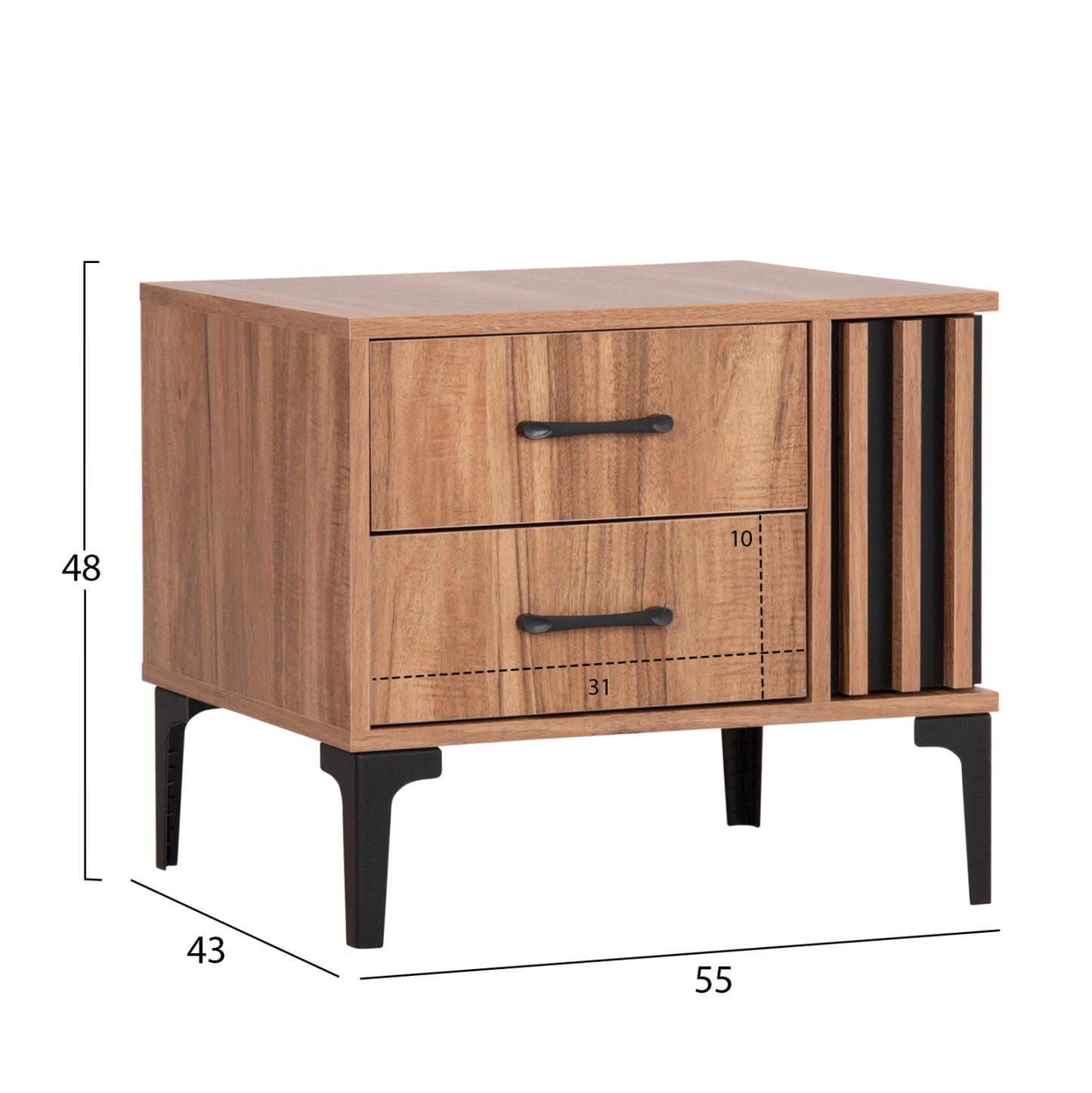 ΚΟΜΟΔΙΝΟ HARRY ΜΕΛΑΜΙΝΗ ΦΥΣΙΚΟ ΞΥΛΟΥ ΜΑΥΡΟ 55x43x48