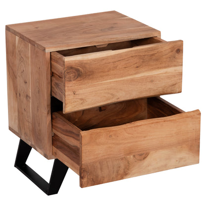 ALICIA BEDSIDE TABLE WITH 2 DRAWERS MADE OF SOLID ACACIA WOOD 45x35x56