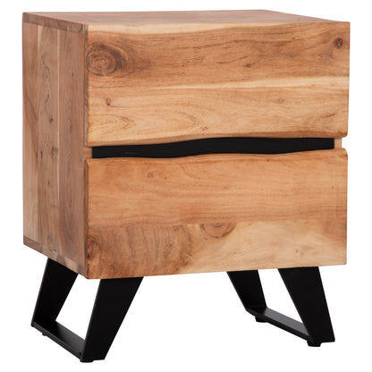 ALICIA BEDSIDE TABLE WITH 2 DRAWERS MADE OF SOLID ACACIA WOOD 45x35x56