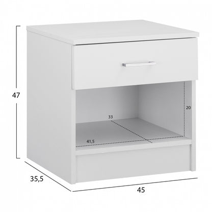 NIGHTSTAND WITH 1 DRAWER LANEY WHITE 45x35.5x47