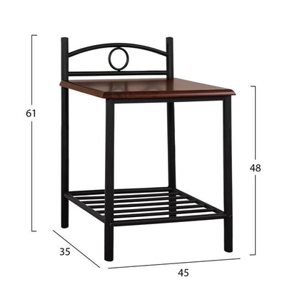 ΚΟΜΟΔΙΝΟ REVEN ΑΠΟ ΜΕΤΑΛΛΟ ΚΑΙ ΞΥΛΟ RUBBERWOOD 45x35x48-61
