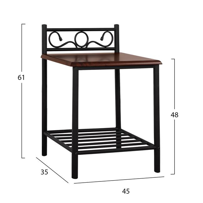 ΚΟΜΟΔΙΝΟ SUZIE ΑΠΟ ΜΕΤΑΛΛΟ ΚΑΙ ΞΥΛΟ 45x35x48-61