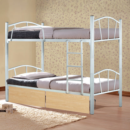 FLOOR METAL BUNK BED WHITE WITH 2 SONOMA FLOOR DRAWERS 200x91.5x177.5