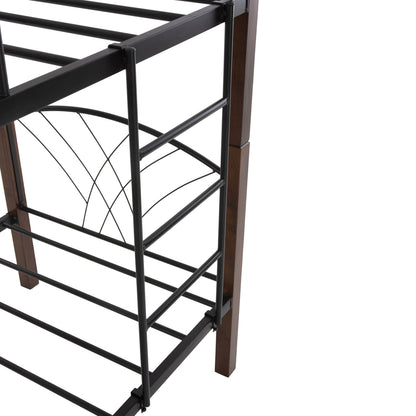 BUNK BED STOREY BLACK METAL WALNUT RUBBERWOOD FOR 190x90cm MATTRESS