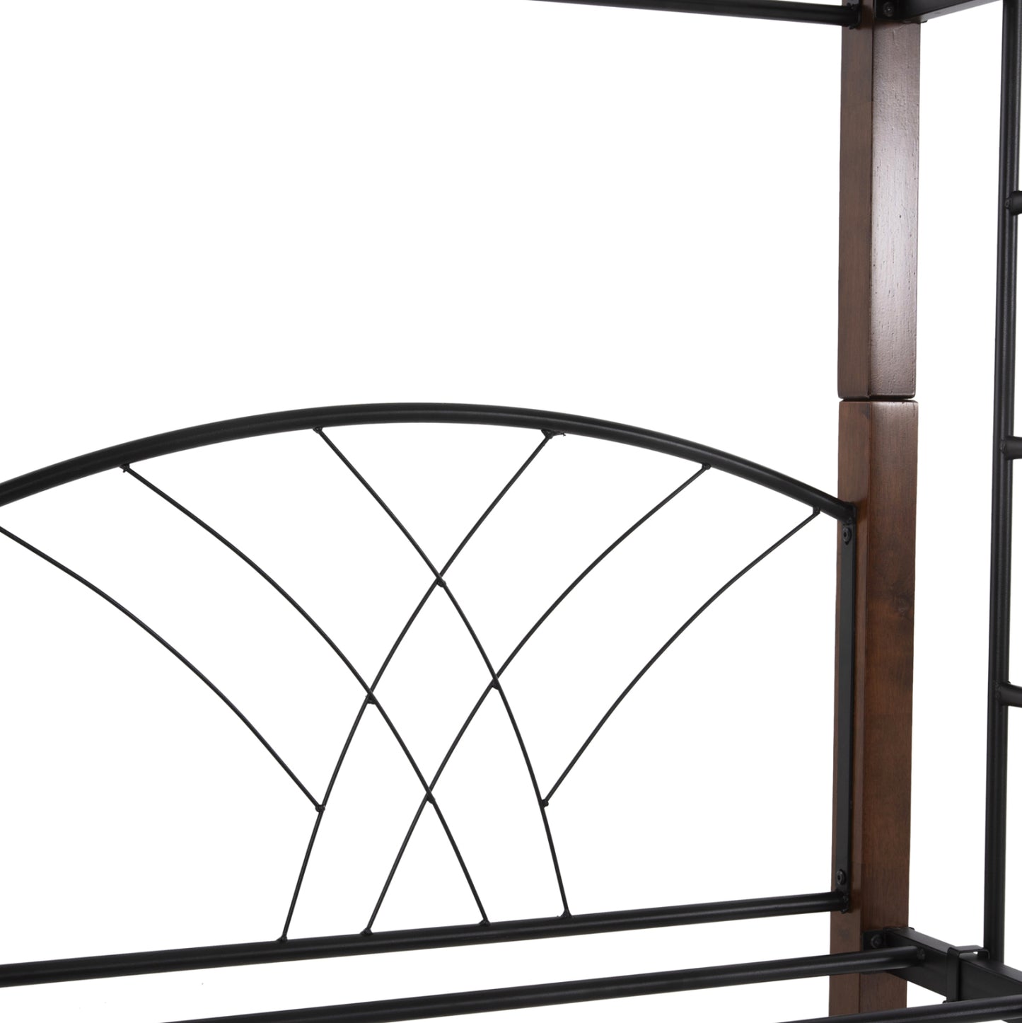 BUNK BED STOREY BLACK METAL WALNUT RUBBERWOOD FOR 190x90cm MATTRESS