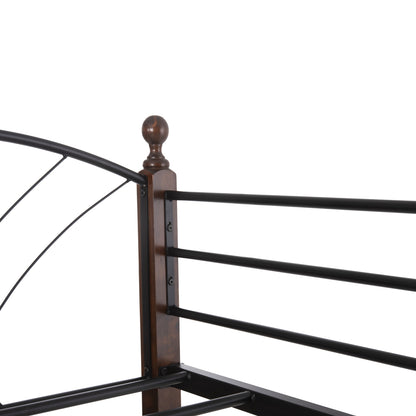 BUNK BED STOREY BLACK METAL WALNUT RUBBERWOOD FOR 190x90cm MATTRESS
